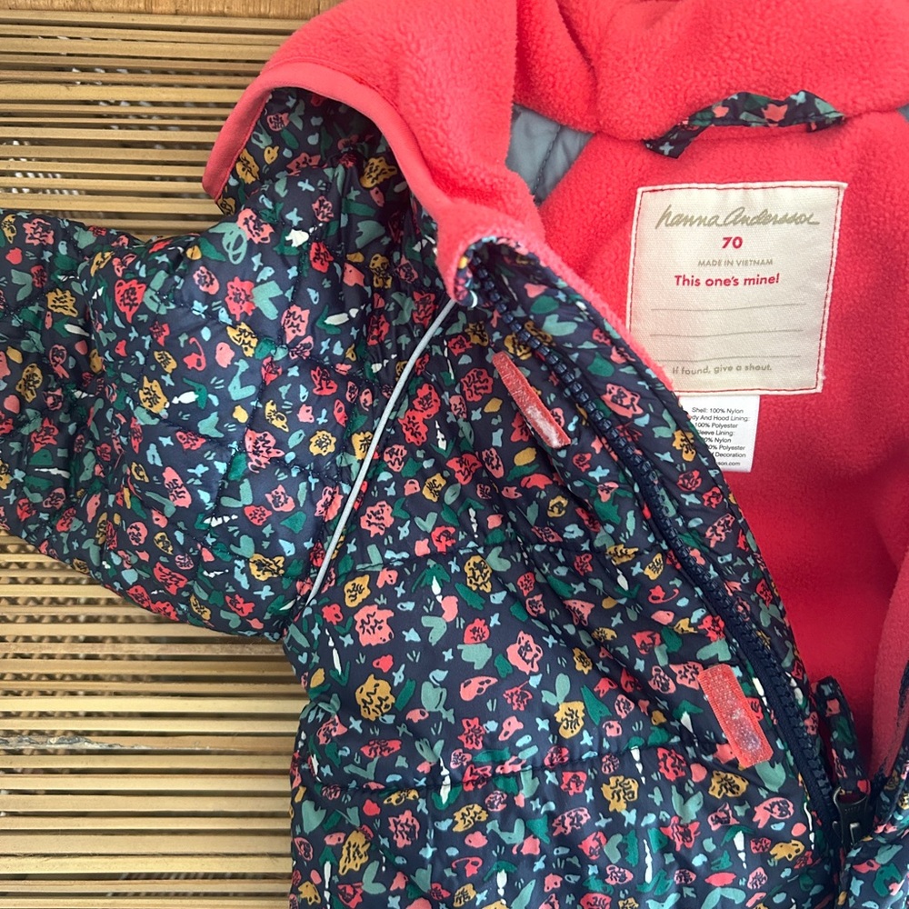 EUC Hanna Anderson Baby Print Insulated Snowsuit, 6-12mo Floral Print - Picture 3 of 4